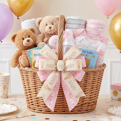 YKW 2.5 Inch Baby Pink Ribbon Wired Edge Teddy Bear Hot Air Balloon Ribbon - Image 5