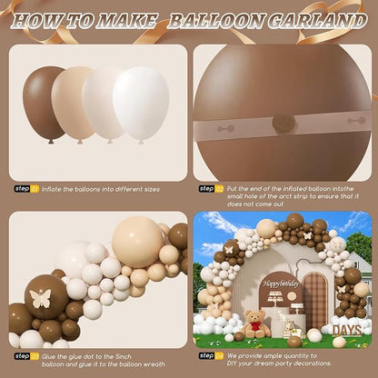412Pcs Netural Balloon Garland Arch Kit, 5 10 12 18inch Brown Balloon Garland - Image 3