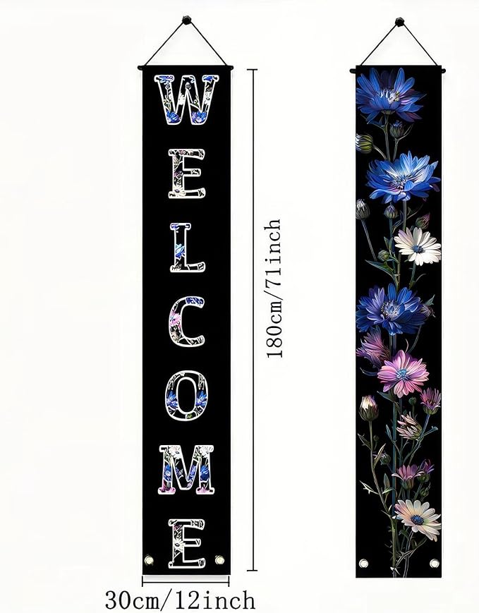 BlissYard 2pcs Welcome Summer Door Banner Colorful Daisy Porch Banners Sign - Image 3