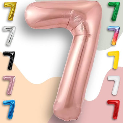 Rose Gold Number Balloon 7 Mylar Foil Macaron Balloons 16 inch - Image 4