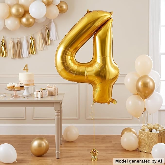 40 Inch Gold Number 4 Foil Balloon - Image 3