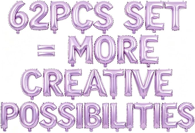 62 Pcs Pastel Purple Letter Balloons, Custom 2 Set A-Z Set by GOGAKIE