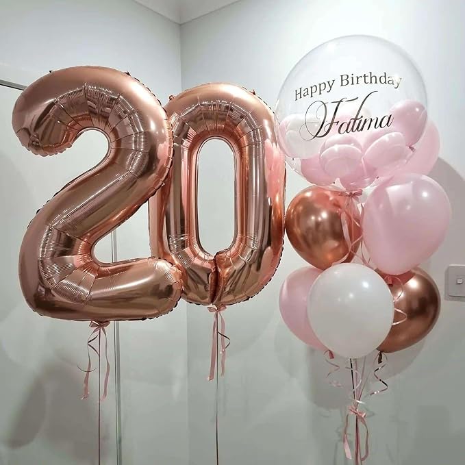 Rose Gold 20 Number Balloons, 40 Inch Giant Number 20 Balloons Foil Mylar - Image 3