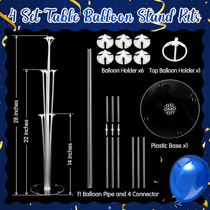 Kasyat 4 Set Blue and Black 2026 Graduation Table Centerpiece Balloon Stand Kit - Image 4