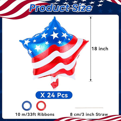 24 Pcs 4th of July Balloons, American Flag Balloon, Patriotic Party Decorations - Image 2