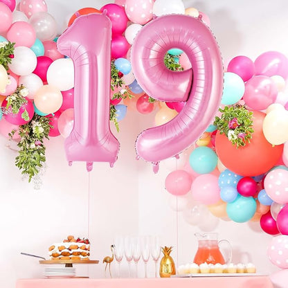 Pink Number 19 Balloon, 40 Inch Big Large Foil Helium Number Balloons, Giant - Image 2