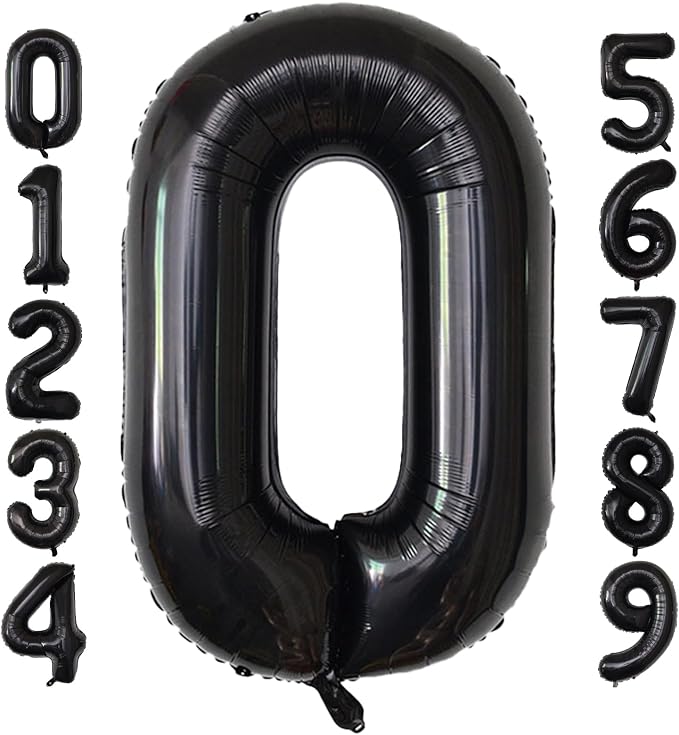 Number Balloons Black Party Balloon by United-UnicornsParty