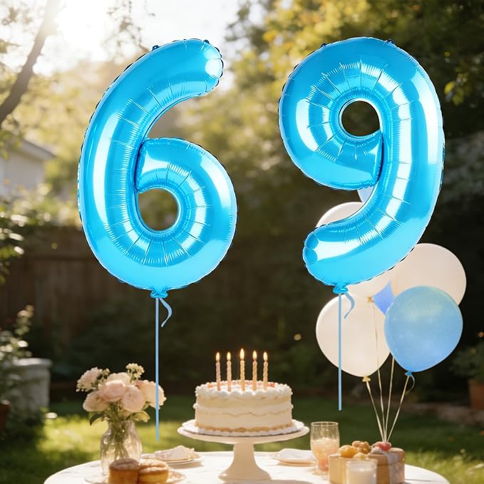 40 Inch Number 69 Balloons for 69th Birthday Party Decorations, 0-100 Jewelry - Image 3