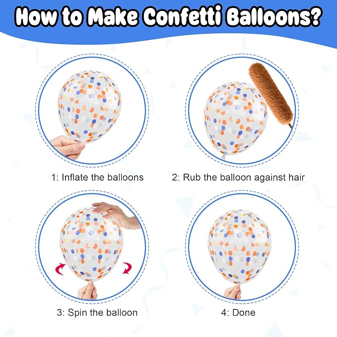 Orange and Blue Balloons, 12 Inch Royal Light Blue and Orange Beige Balloon - Image 4