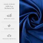 Fishers Finery 19mm 100% Pure Mulberry Silk Pillowcase, Quality Tested (Navy, K)
