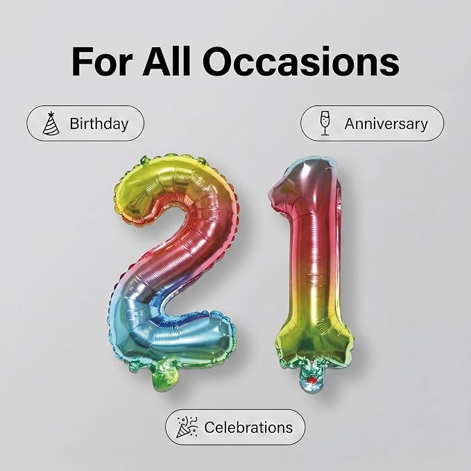 20 Pieces Foil Mylar Number Balloons 0 to 9 Set - Image 6