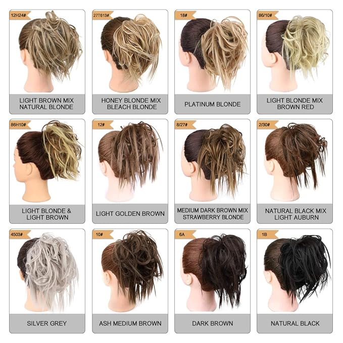 HMD Tousled Updo Messy Bun Hair Piece Hair Extension Ponytail With Elastic Rubber Band Updo Extensions Hairpiece Synthetic Hair Extensions Scrunchies Ponytail Hairpieces for Women 6AH30#