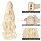 Claw Clip Ponytail Extension 18" Clip in Wavy Ponytail Hair Extensions Long Pony Tails for Women Extensions Bleach Blonde Wave Hairpiece