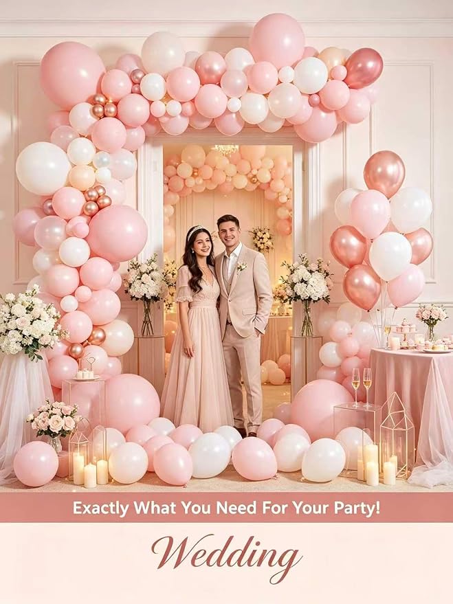 Pink Balloons 125 pcs Different Sizes of 8 12 10 5 Inch Pastel Baby Soft Pink - Image 9