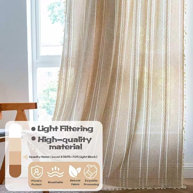 Sutuo Home Natural Boho Curtains 96 Inches Long - Image 2