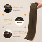 DOORES Human Hair Clip in Extensions, Chocolate Brown130g 7pcs 18 Inch, Virgin Weft With Invisible Edge Real Hair Extensions