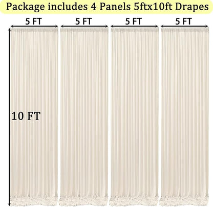 20ft x 10ft Wrinkle Free Ivory Backdrop Curtains - Image 6