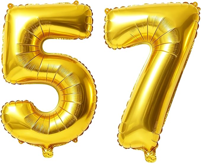 40 Inch Number 57 Balloons for 57th Birthday Party Decorations, 0-100 Gold by FOBELEC