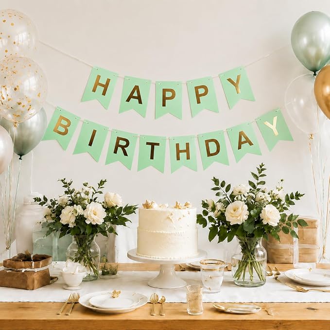 Green Happy Birthday Banner Sign - Image 6