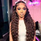 Chocolate Brown 250% Density HD Lace Front Wigs Human Hair Loose Wave 100% Real Human Hair 15A Full 13x4 Large Lace Space Loose Deep Wave Wig, Breathable No Tangle No Shedding Triple Lifespan 3X
