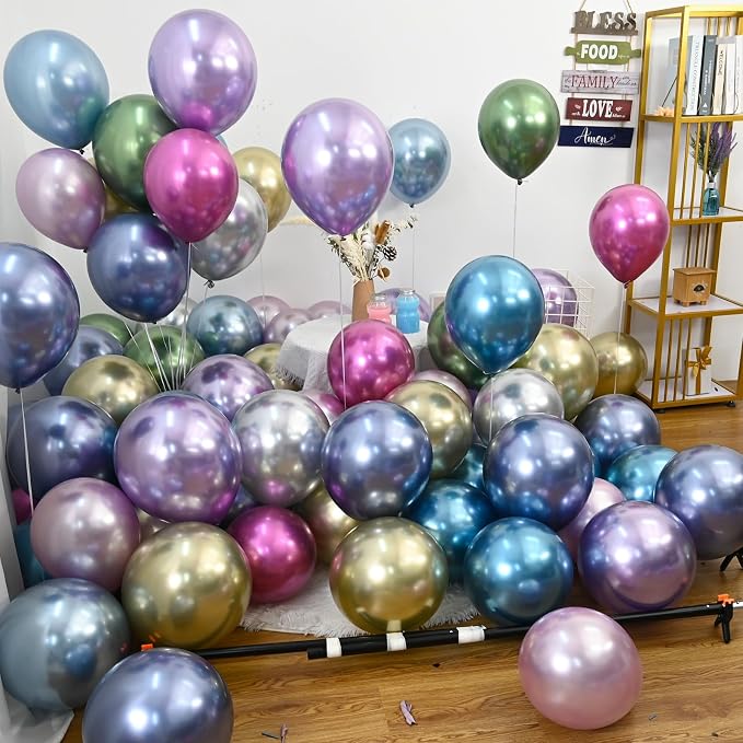 Jobkoo Metallic Green Balloons, 12Inch Chrome Dark Green Balloons 30Pcs Retro - Image 6
