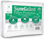 Set of 2 Body Size SureGuard Pillow Protectors - 100% Waterproof, Bed Bug Proof, Hypoallergenic - Premium Zippered Cotton Covers - Smooth