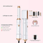 6 in 1 Air Styler Magic Hair Dryer Brush, Negative Ionic Blow Dryer Brush & 3 Heat Settings, Detachable Auto Curling & Straightening Volumizing, Frizz-Free Styling, Salon to Home Use (A-White-Pink)