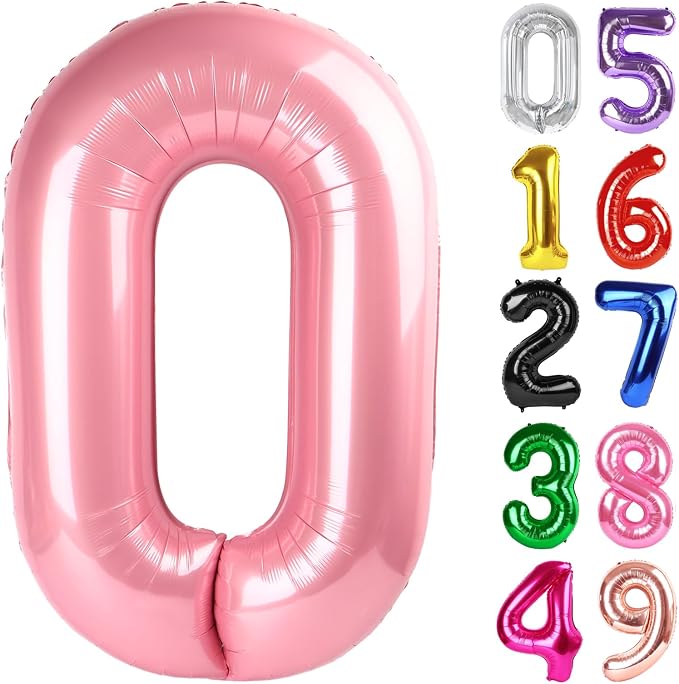 Pastel Pink Number 0 Balloon 40 Inch, 0th Birthday Decorations Men Women | Foil by IWERP