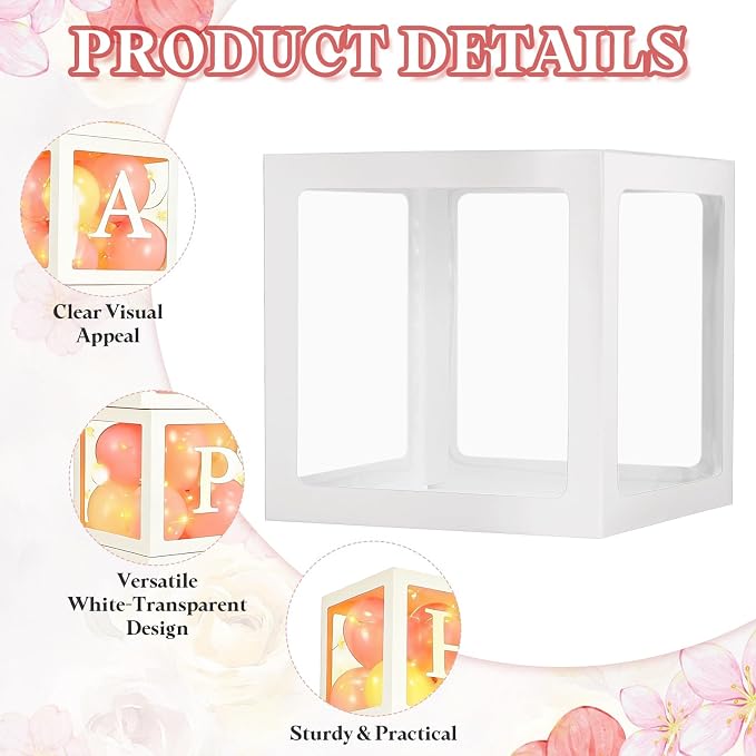 uxcell 4 Pcs Party Balloon Boxes, Transparent Balloon Boxes - Image 3