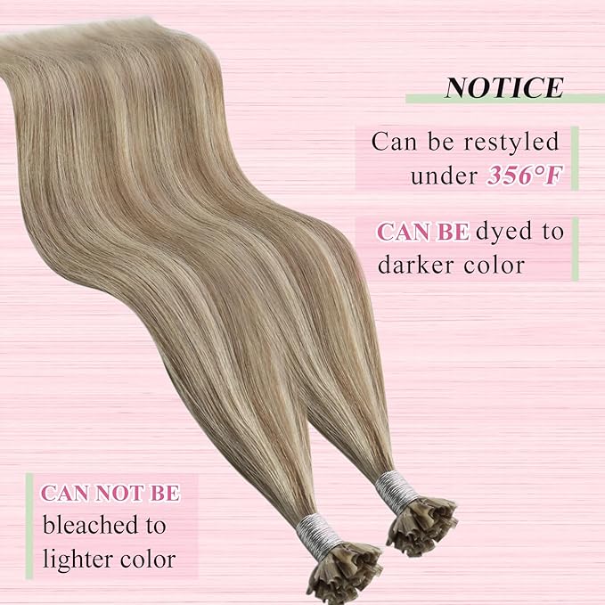 YoungSee U Tip Hair Extensions Human Hair Highlight Light Brown and Blonde Utip Human Hair Extension for Thin Hair Pre Bonded U Tip Remy Hair Extension Hot Fusion K Tip Hair Extensions Soft 50s/50g