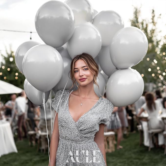 AULE 50Pcs Latex 12 Inch Gray Balloons | Helium Party Happy Birthday Graduation - Image 3