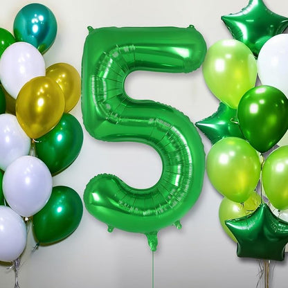 Dark Green Number 5 Balloon 40 Inch, Big Large Foil Helium Number Balloons - Image 2