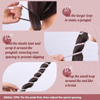 3 Packs Ponytail Holders Hair Ties for Women, Spiral Pony Tails Elastic Braided Hair Holders for Gym Swimming Sports (3pcs25"colorful40)