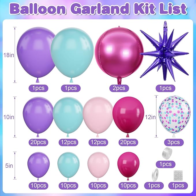 Pink and Teal Blue Balloon Arch Garland Kit - Image 2