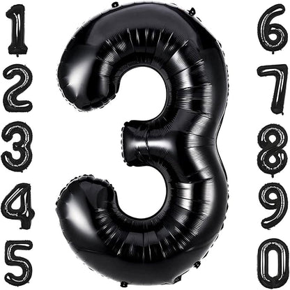40 Inch Black Number 3 Balloons Helium Giant Black 3 Balloons by LHOAVWE
