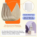 Full Shine Tape in Hair Extensions 18 Inch Tape Ins Human Hair Extensions Color 18/22/60 Nordic Ash Blonde and Blonde Tape in Extensions 20PCS Human Hair Tape ins Extensions 50g for Party