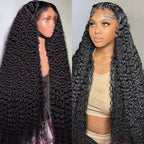 36 Inch Deep Wave Lace Front Wigs Human Hair 13x6 HD Lace Frontal Wigs for Women 200% Density Deep Curly Human Hair Wigs Pre Plucked with Baby Hair Glueless Curly Human Hair Wigs
