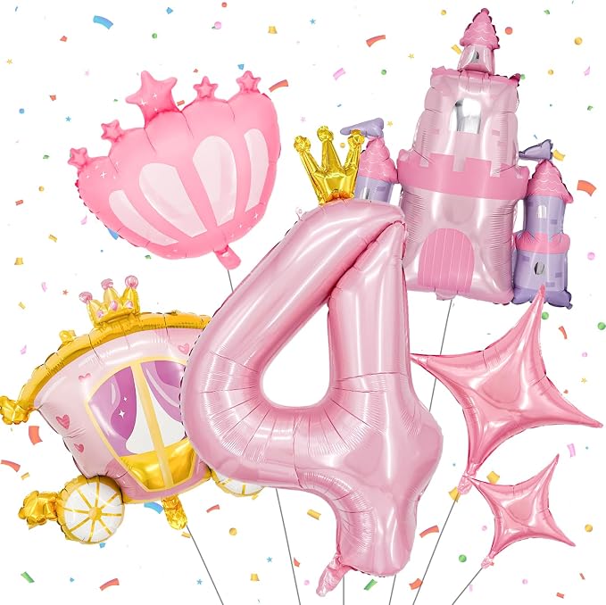 Minyu 6-Piece Princess Theme Party Decoration Set: Princess Carriage + Pink by Unknown