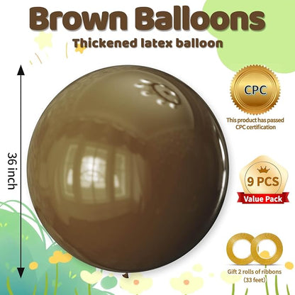 Brown Balloons 9pcs 36 Inch Extra Large Big Jumbo Giant Dark Brown Boho Neutral - Image 2