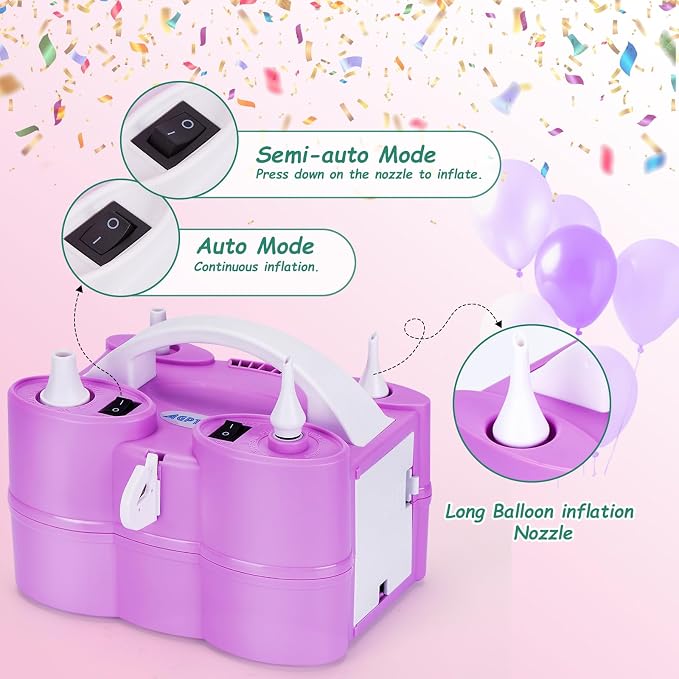 AGPTEK Electric Air Balloon Pump, 110V 600W | Portable Dual Nozzle - Image 7
