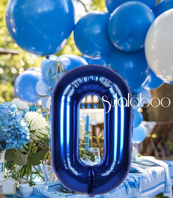 40 Inch Navy Blue Big Number 0 Balloon 0-9 Large Helium | Royal Blue 0th Foil - Image 7