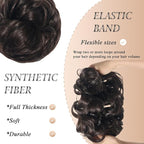 Large Messy Bun Hair Piece Curly Synthetic Extensions Scrunchies Fake Chignon Updo Hairpieces for Women Dark Brown