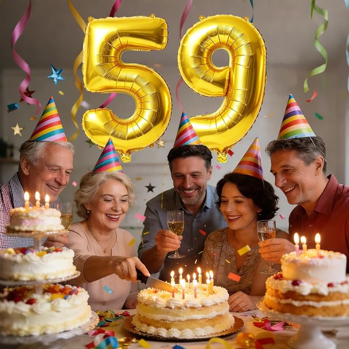 40 Inch Number 59 Balloons for 59th Birthday Party Decorations, 0-100 Gold - Image 2