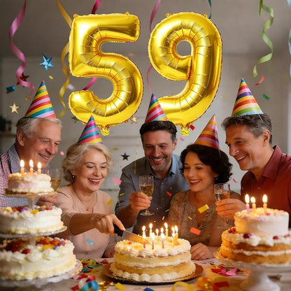 40 Inch Number 59 Balloons for 59th Birthday Party Decorations, 0-100 Gold - Image 2