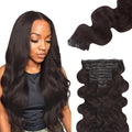 Lashey Seamless Clip in Hair Extensions Human Hair 130g 9pcs 16 Inch Body Wave #2 Dark Brown Clip in Hair Extensions for Women PU Weft Hair Extension