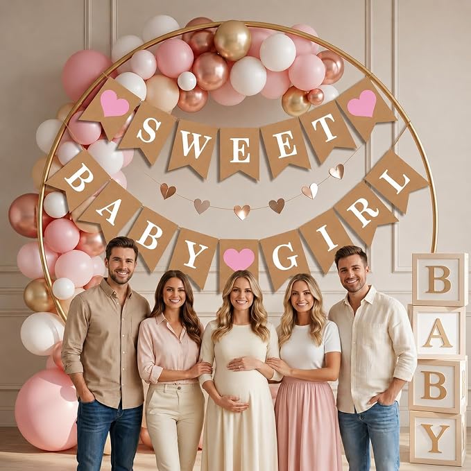 Sweet Baby Girl Banner, Paper Baby Shower Banner - Image 6
