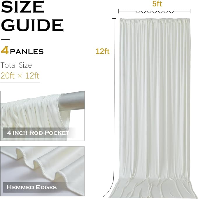 20ft×12ft Ivory Backdrop Curtain - Image 8