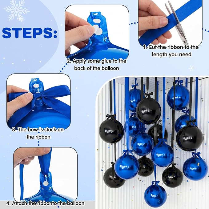 Jenaai 30 Set Graduation Round Foil Balloons Bulk 22 Inch 4d Black and Blue - Image 5