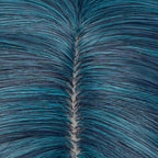 BUFASHION 14" Women Short Ombre Light Blue Kinky Straight Cosplay Synthetic Wigs With Air Bangs 46 Colors Available (Ombre Light Blue 1)