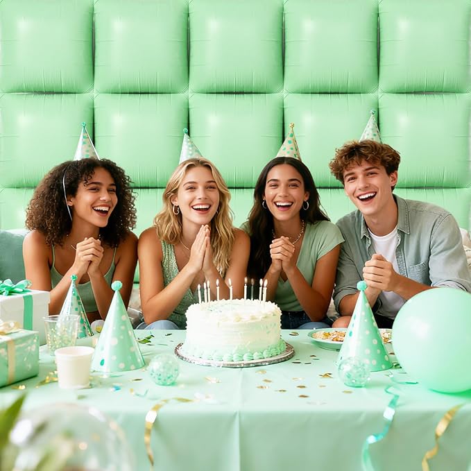 NISOCY 25PCS Matte Pastel Green Square Foil Balloons Wall Backdrop | Double - Image 5